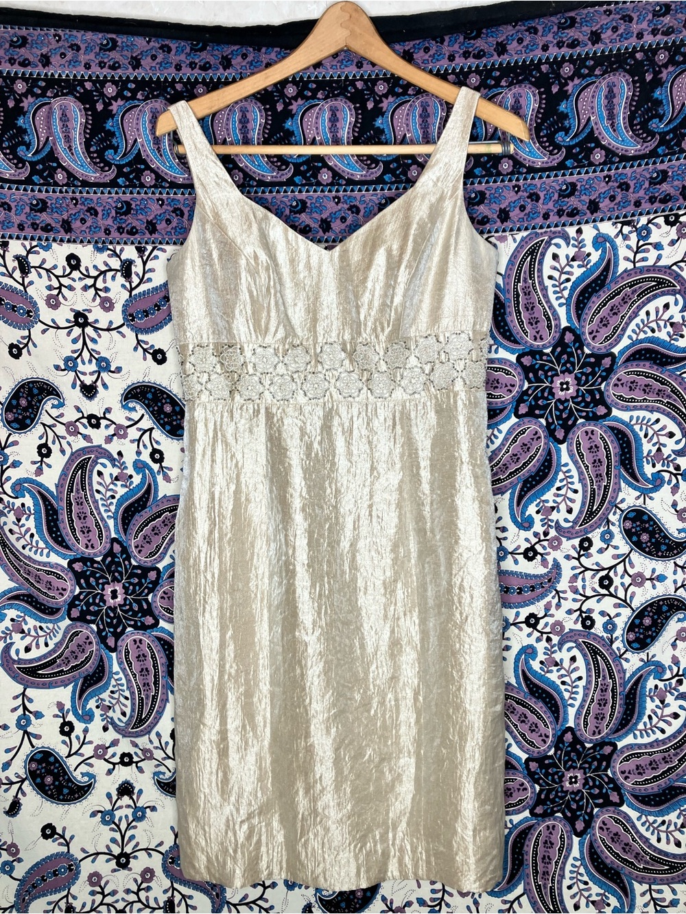 Adrianna Papell VTG Crinkle satin dress 8